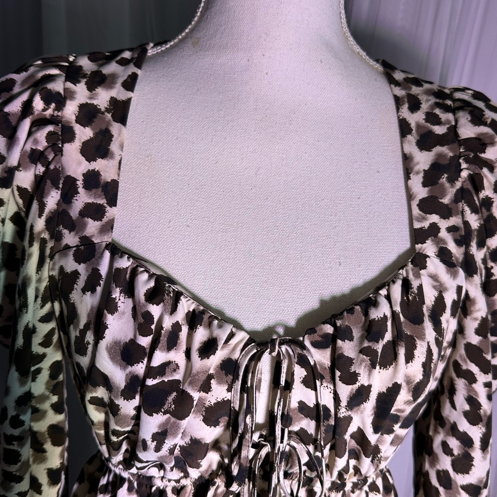 Topshop Maternity Leopard Print Blouse Top Women's Multi Size 8 - Picture 4 of 6
